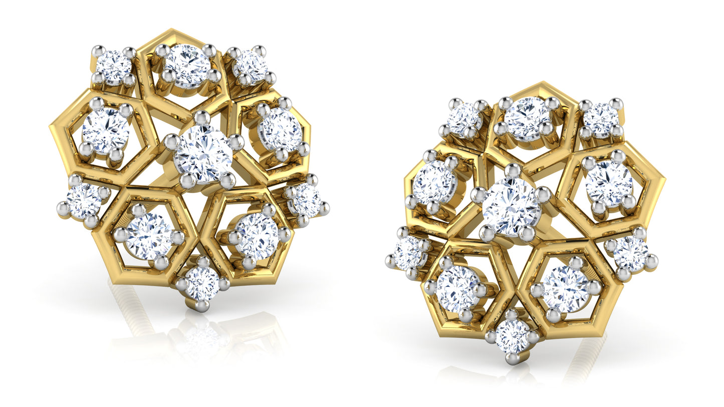 Pentahex Diamond Earrings