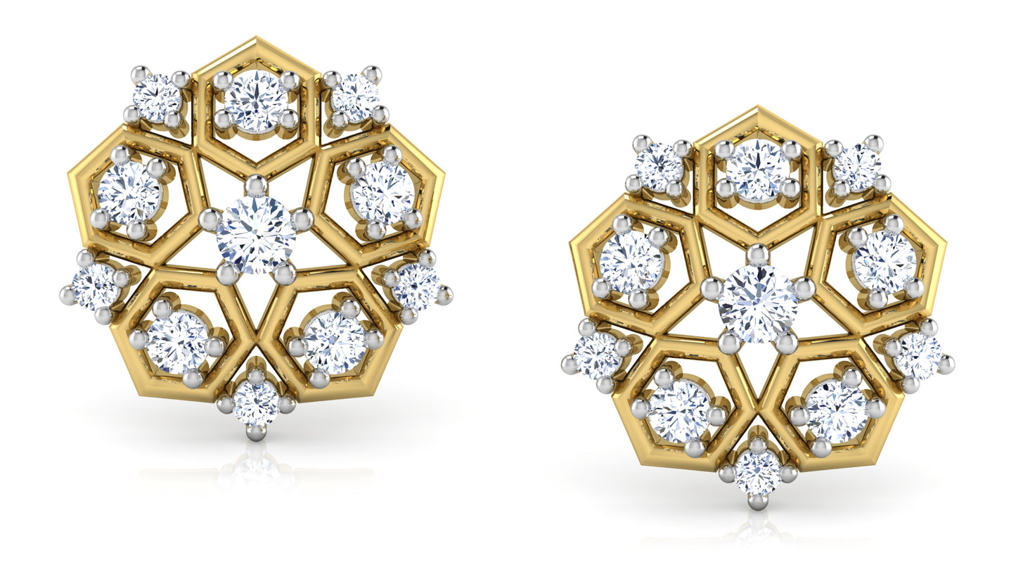 Pentahex Diamond Earrings