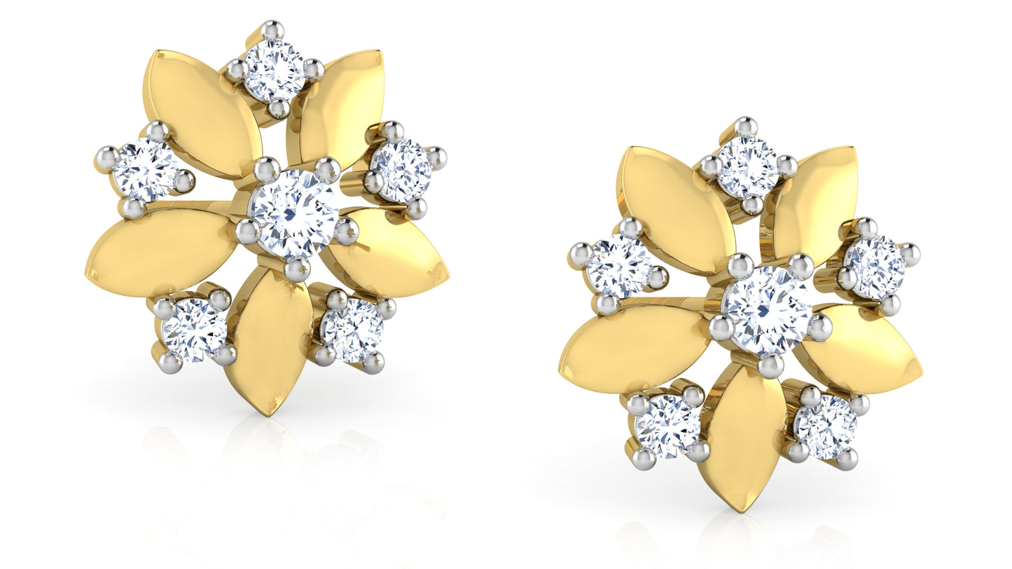 Golden Almonds Diamond Earrings