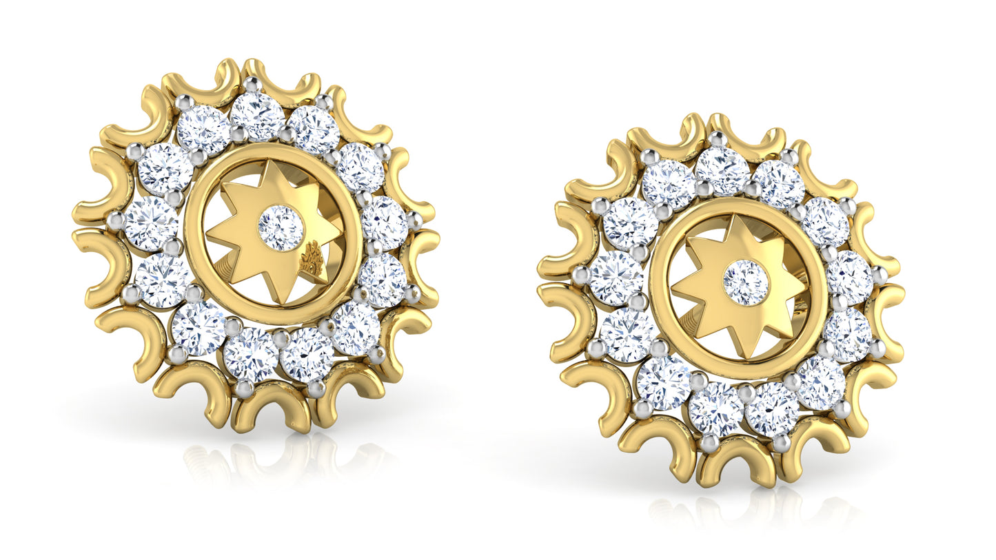 Star n Moon Diamond Earrings