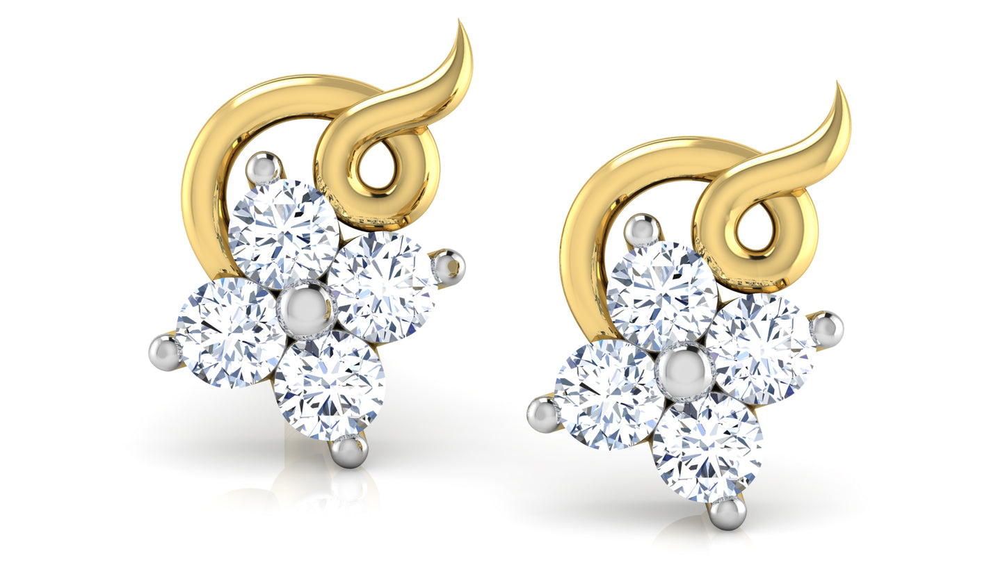 Golden Curls Diamond Earrings