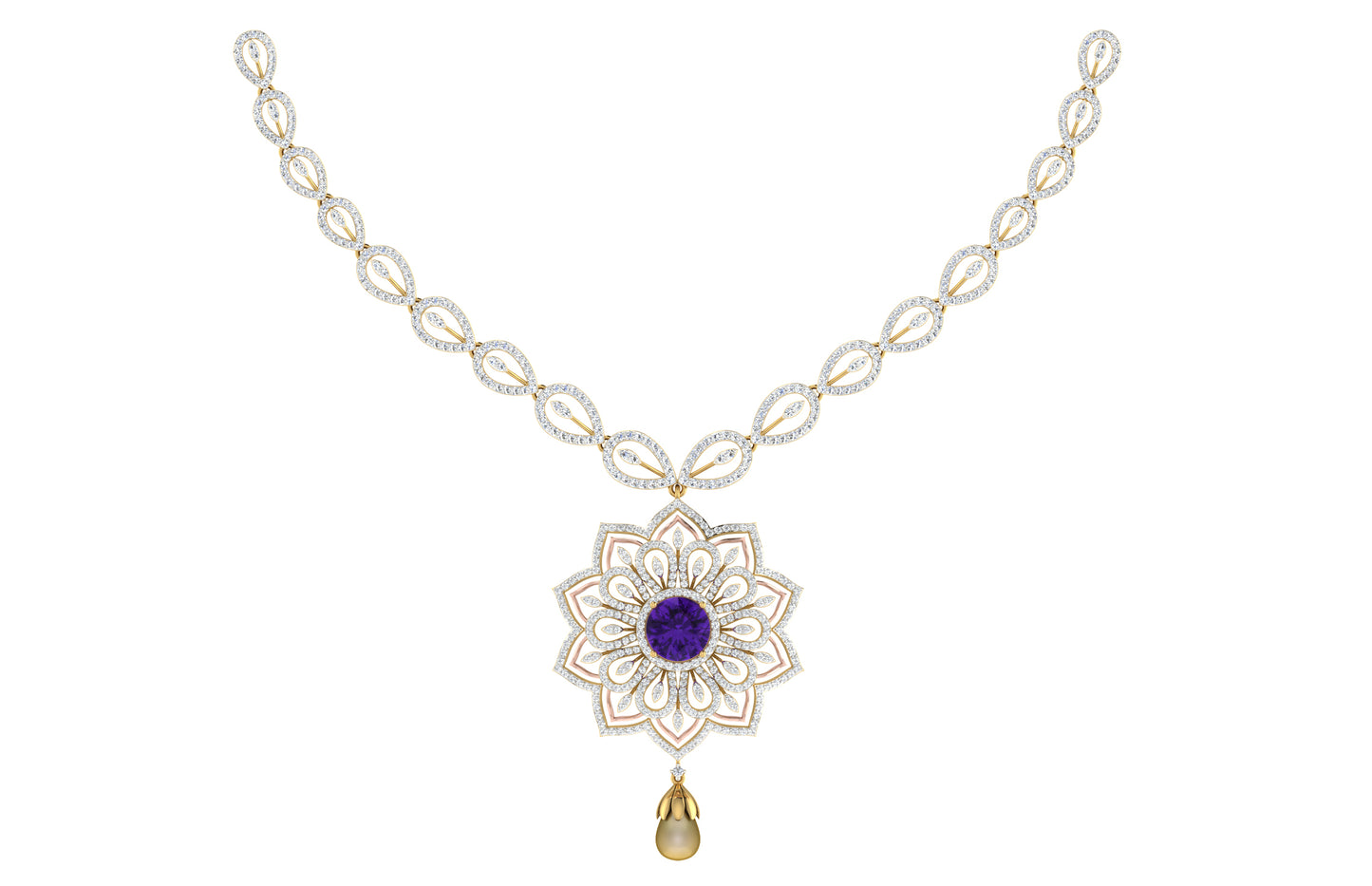 Baranial Elegance Diamond Necklace and Earring Set