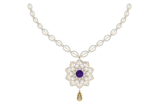 Baranial Elegance Diamond Necklace and Earring Set