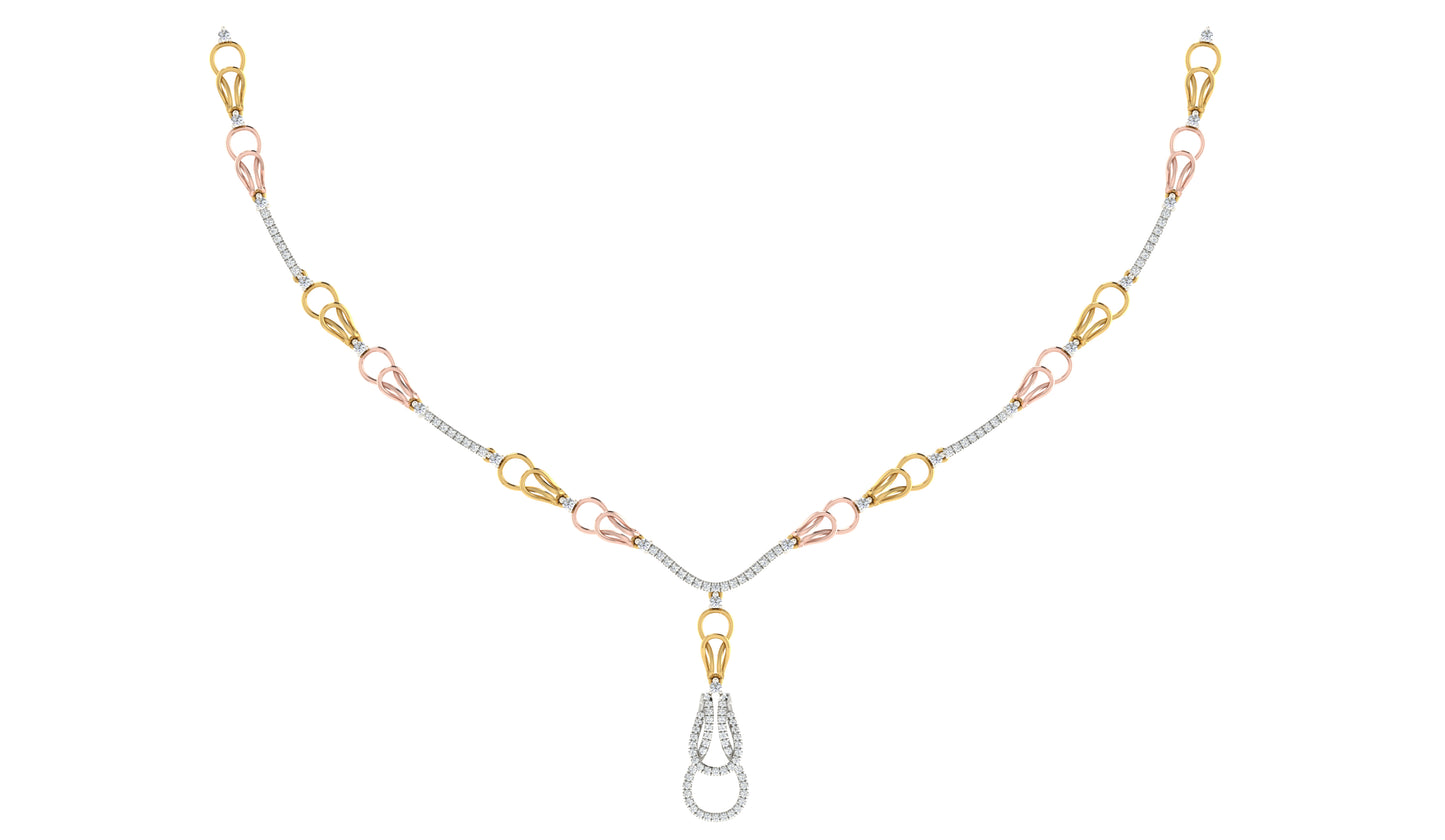 Classic Beauty Lab Grown Diamond Necklace Gold and Rose Gold Jewelry Front View