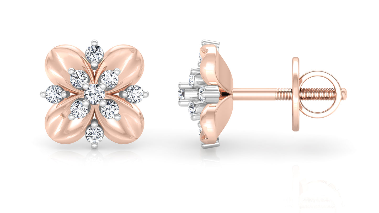 Flower Quotient Diamond Earrings And Pendant Set