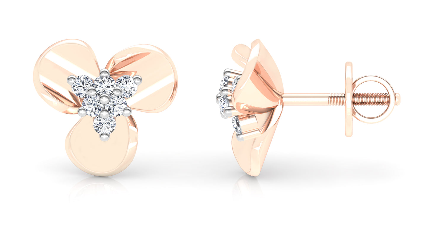 Treble Petals Diamond Earrings And Pendant Set