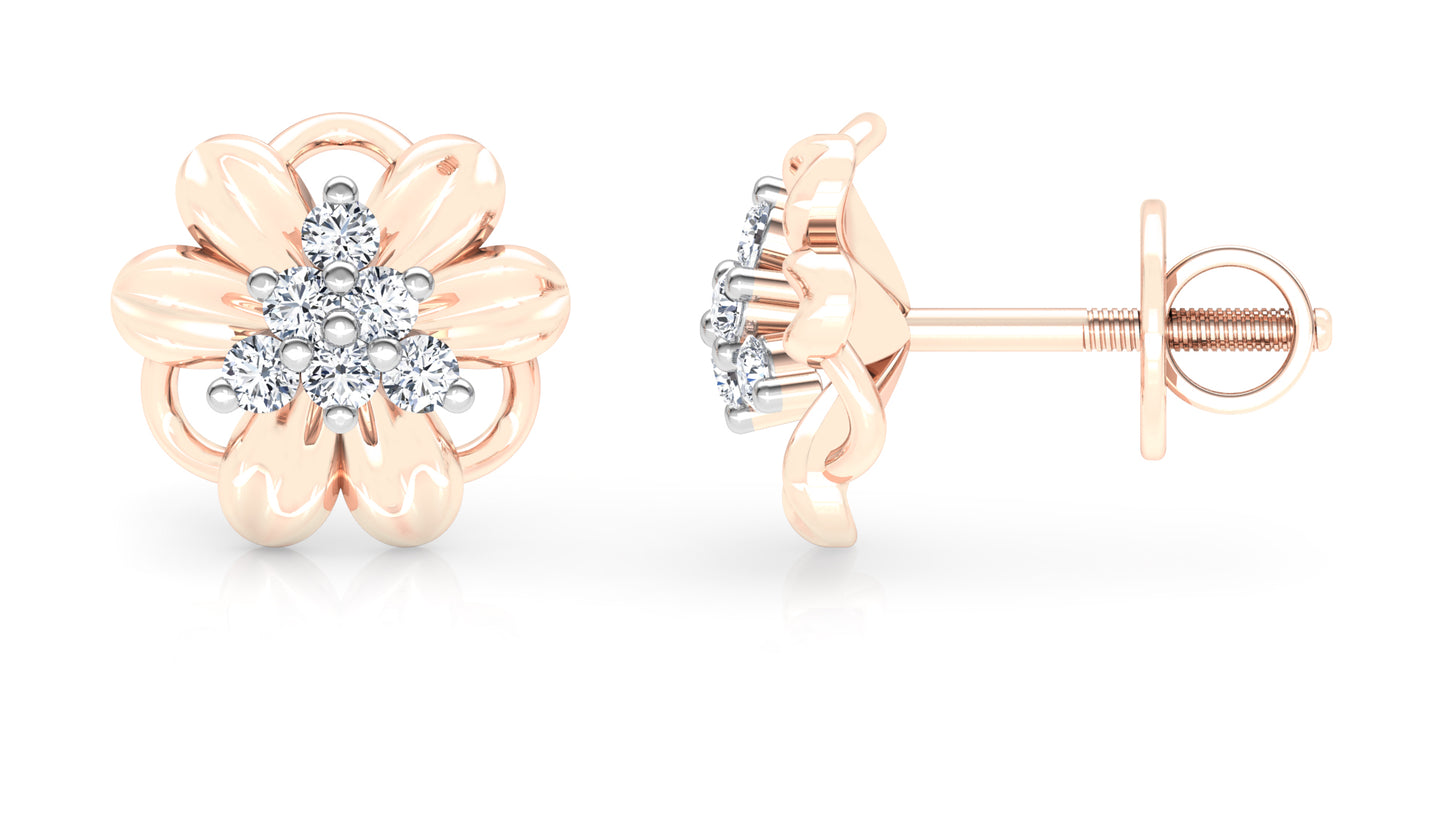 Flower Glamour Diamond Earrings And Pendant Set