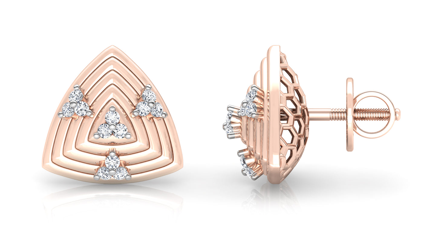 Concentric Triangles Diamond Earrings And Pendant Set