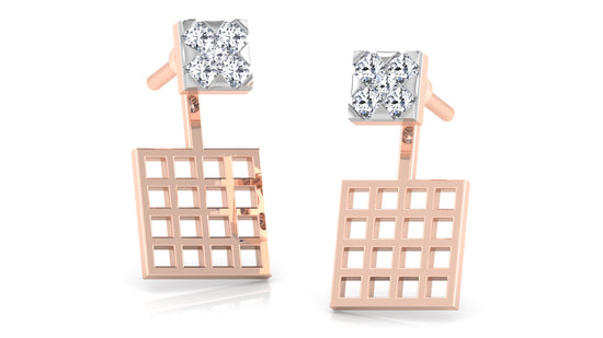 Golden Checkers Diamond Earrings