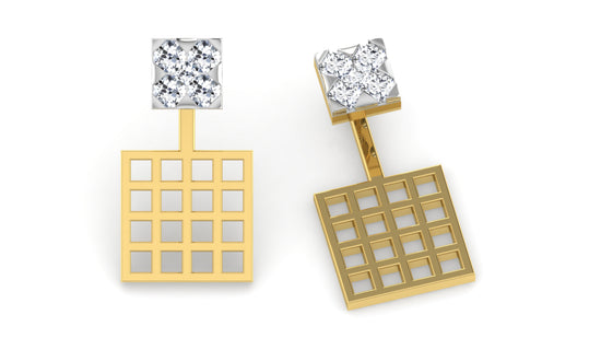 Golden Checkers Diamond Earrings