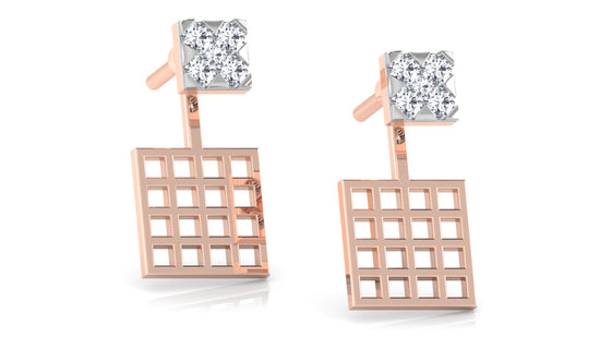 Golden Checkers Diamond Earrings