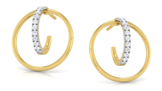 C' Circle Diamond  Earrings