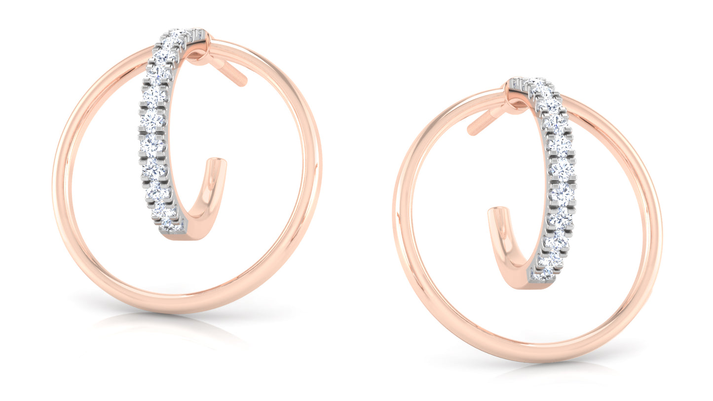 C' Circle Diamond  Earrings