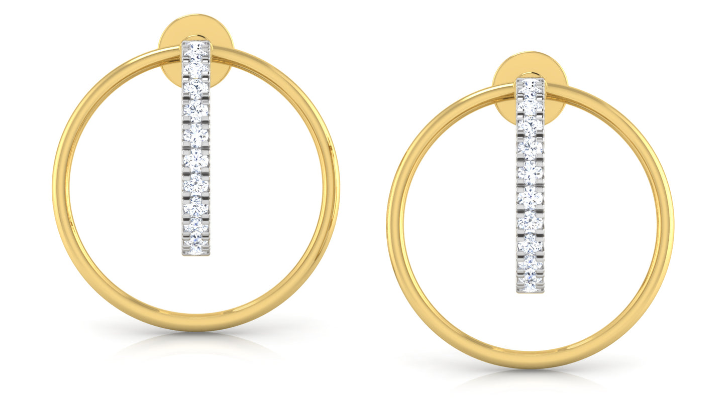 C' Circle Diamond  Earrings