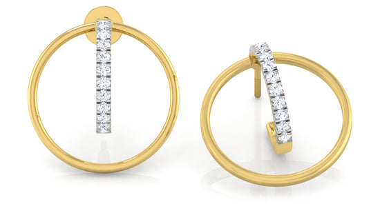 C' Circle Diamond  Earrings