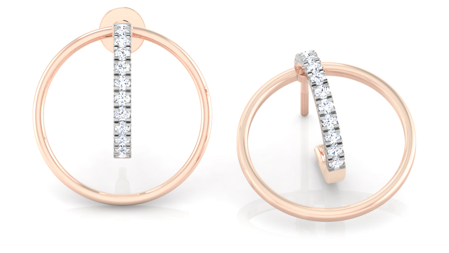 C' Circle Diamond  Earrings