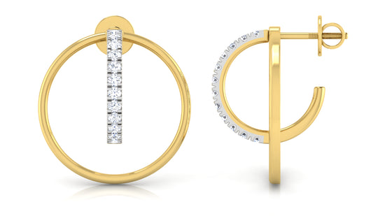 C' Circle Diamond  Earrings