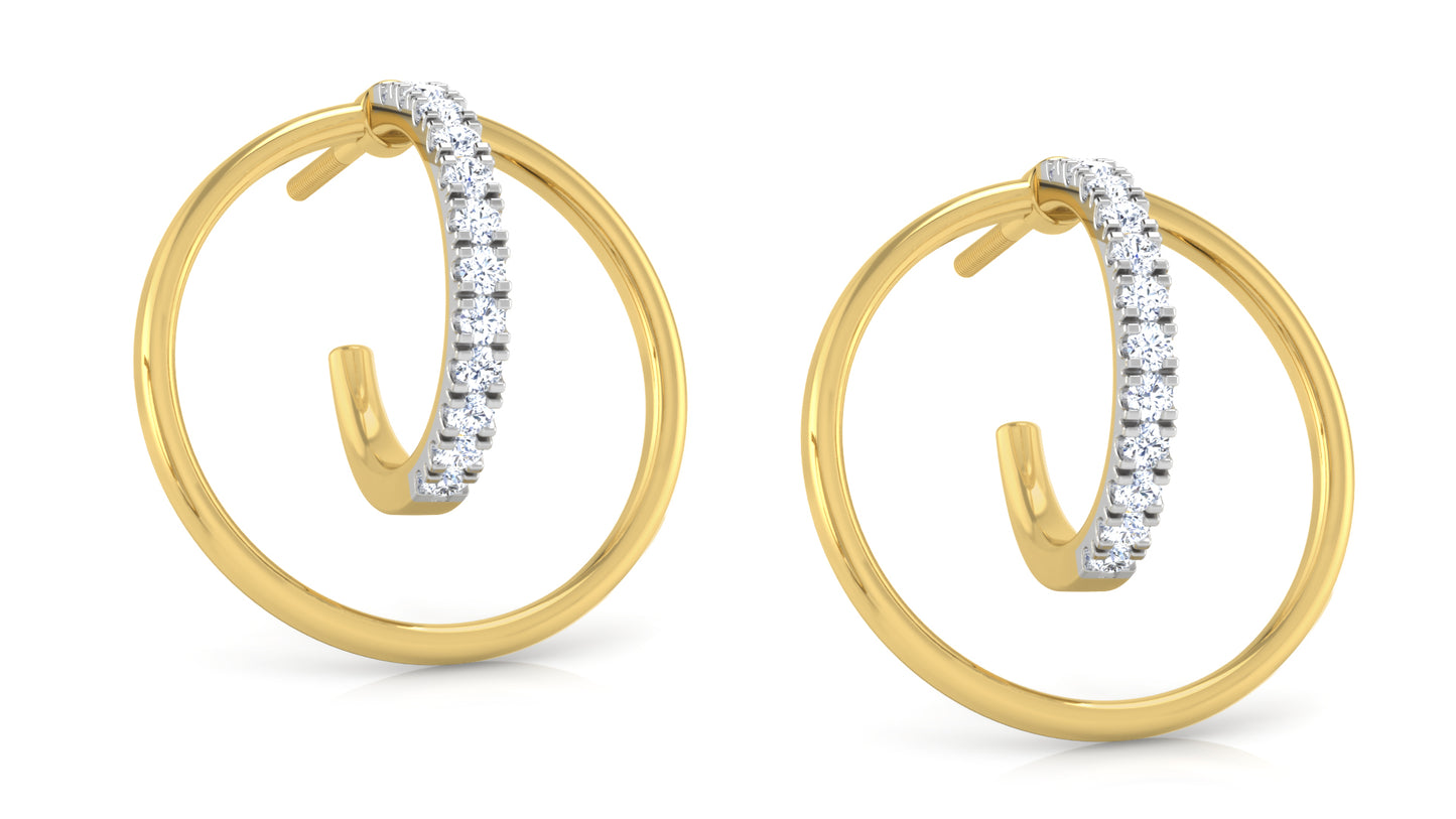 C' Circle Diamond  Earrings