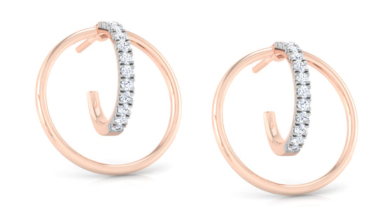 C' Circle Diamond  Earrings