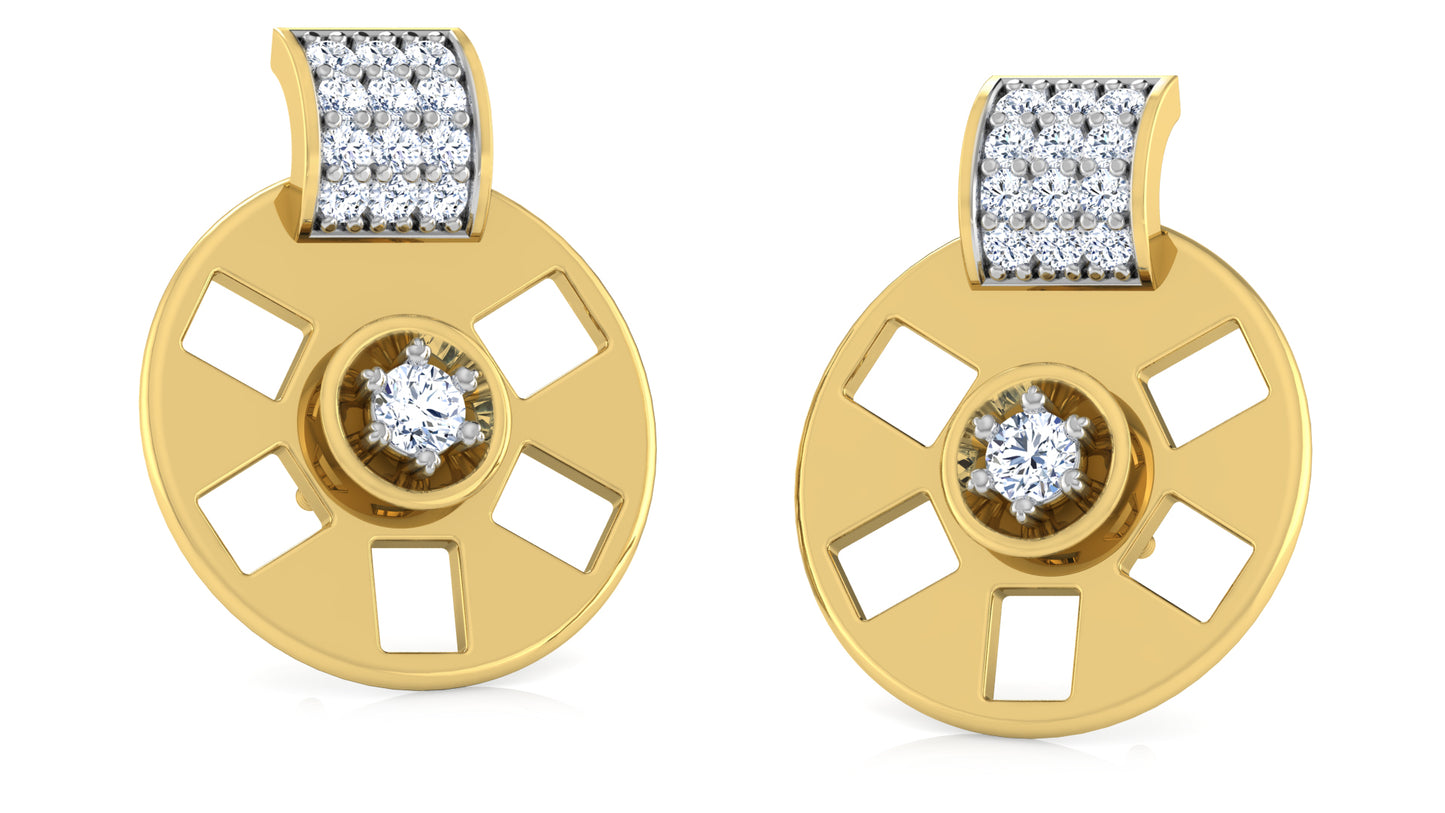 Fancy Wheel Diamond Earrings