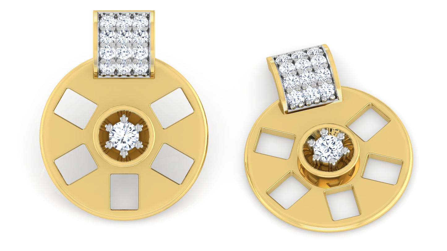 Fancy Wheel Diamond Earrings