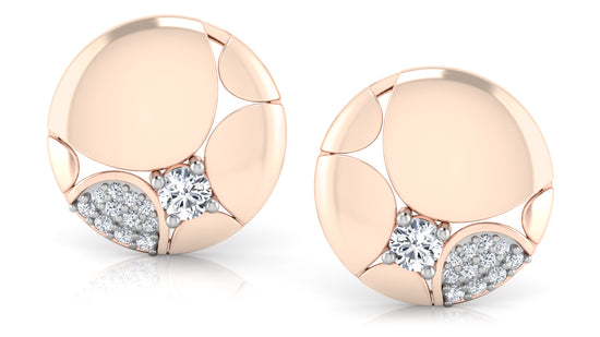 Golden Button Diamond Earrings