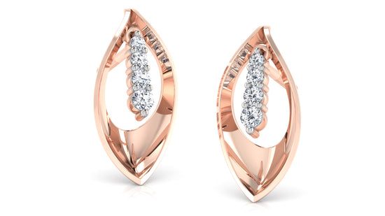 Leafy Embelishment Diamond Earrings