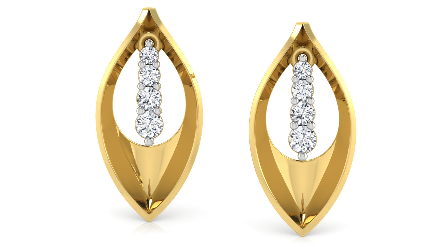 Leafy Embelishment Diamond Earrings