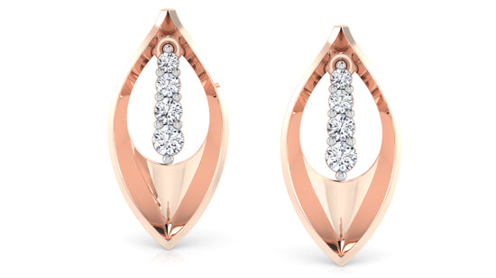 Leafy Embelishment Diamond Earrings