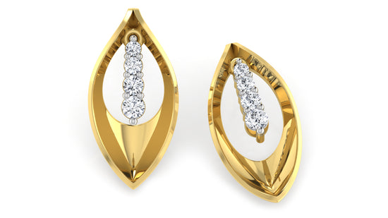 Leafy Embelishment Diamond Earrings