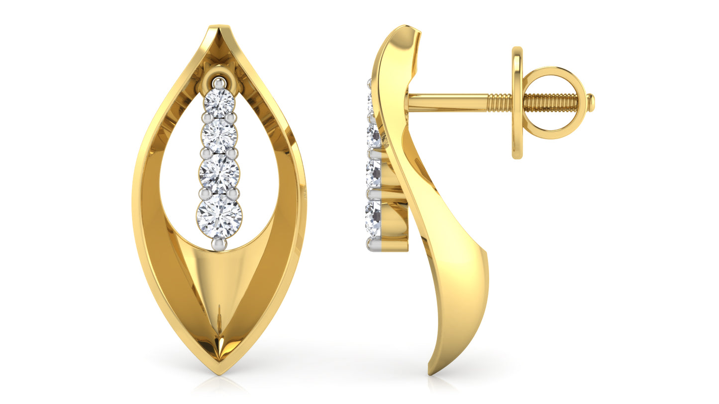 Leafy Embelishment Diamond Earrings