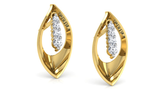 Leafy Embelishment Diamond Earrings