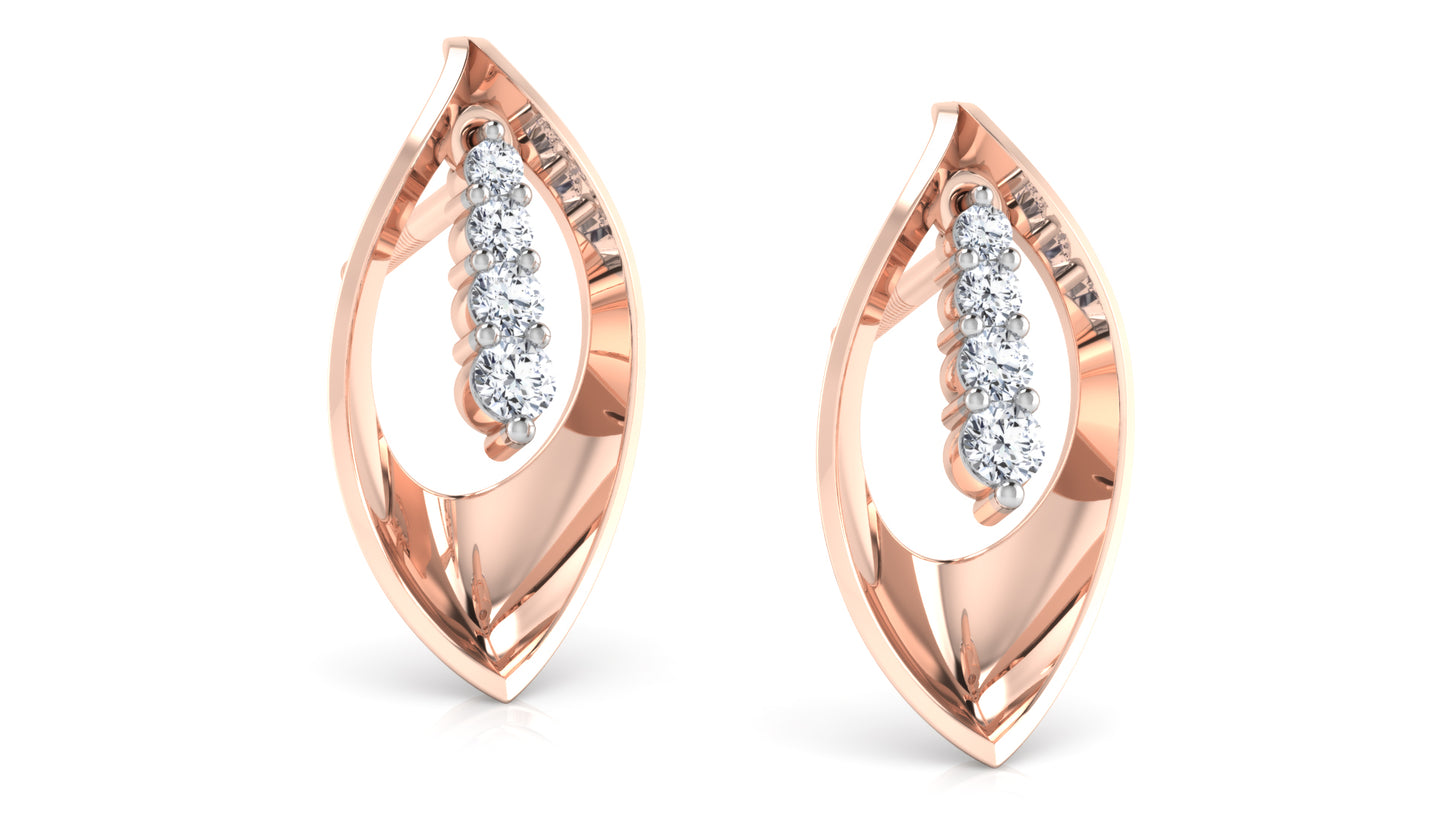 Leafy Embelishment Diamond Earrings