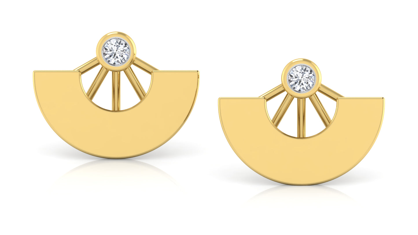 Half Wheel Diamond Earrings