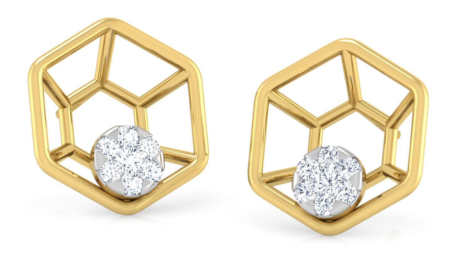 Golden Web Diamond Earrings