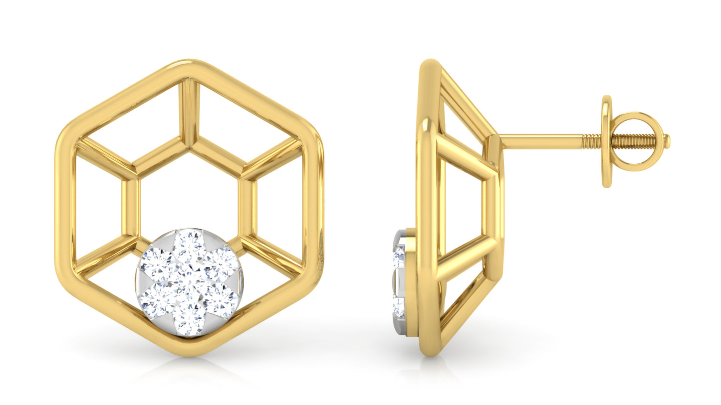 Golden Web Diamond Earrings