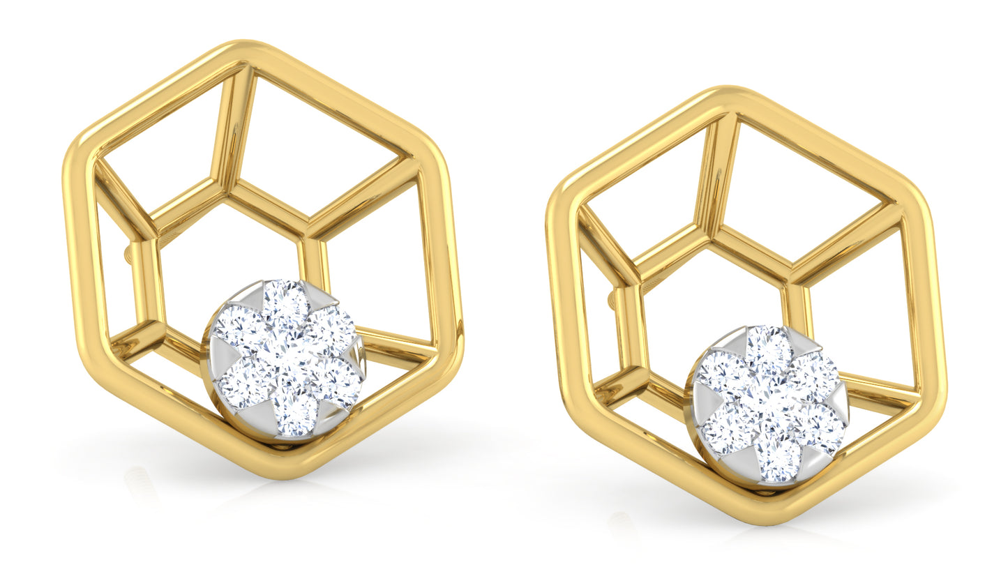 Golden Web Diamond Earrings