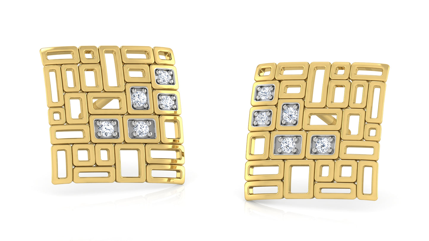 Gold Maze Diamond Earrings