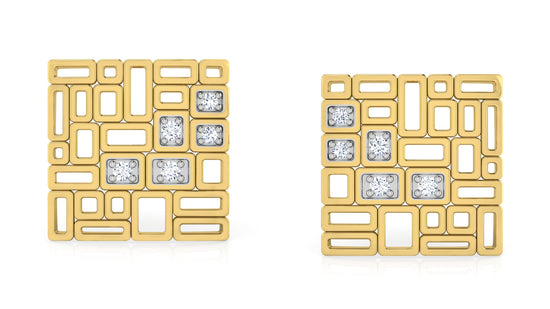 Gold Maze Diamond Earrings