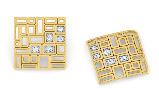 Gold Maze Diamond Earrings