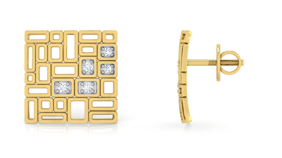 Gold Maze Diamond Earrings