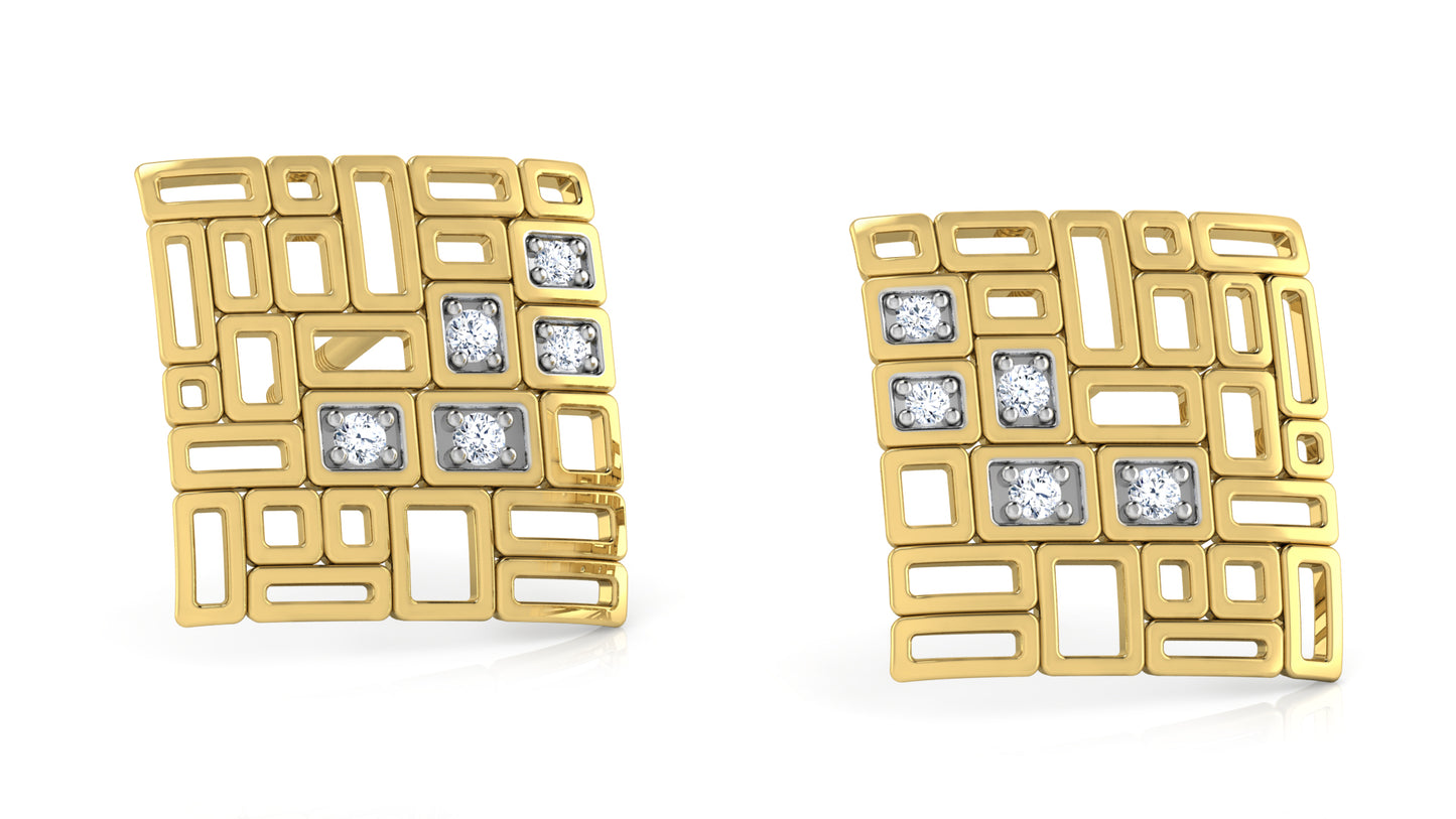 Gold Maze Diamond Earrings