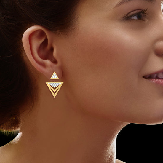 Triangular Layers Diamond Earrings