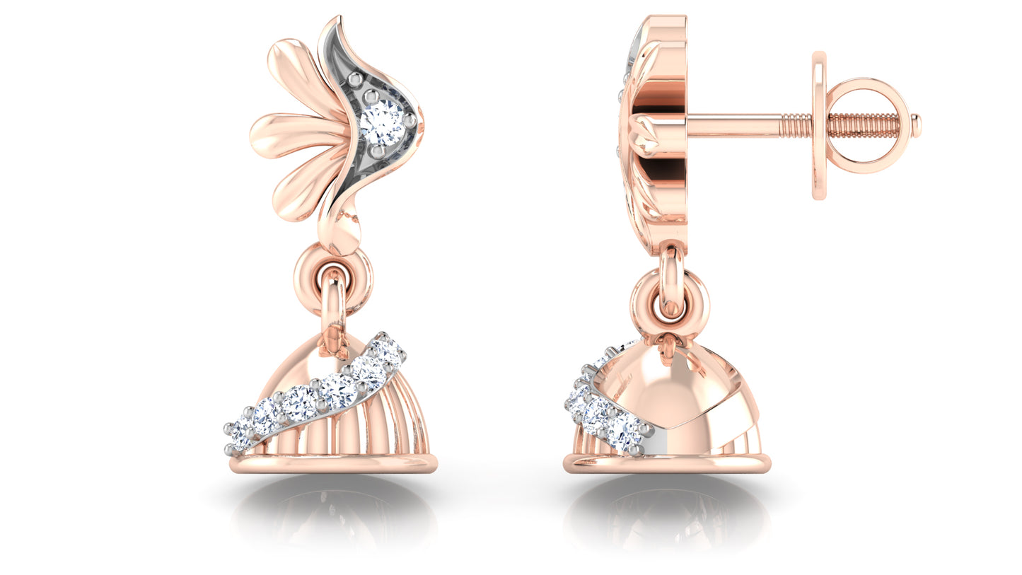 Tranquil Bells Lab Grown Diamond Jewelry Rose Gold Danglers at Diahart.