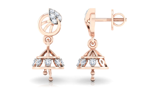 Elegance your style with Circula Conica Lab Grown Diamond Rose Gold Danglers