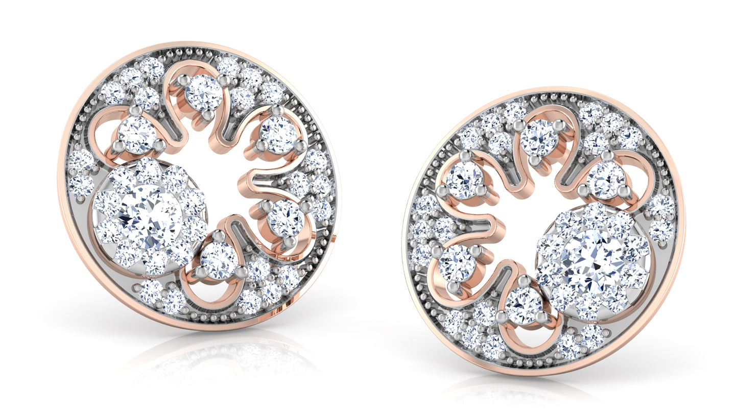 Moon Flower Diamond Earrings