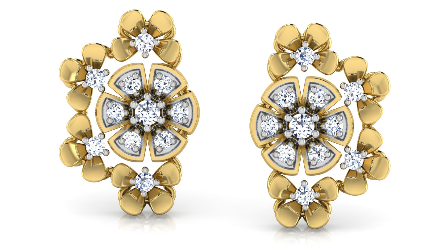 Golden Crescent Diamond Earrings