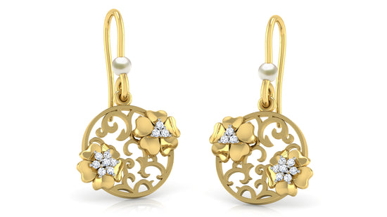 Gold Splash Diamond Earrings