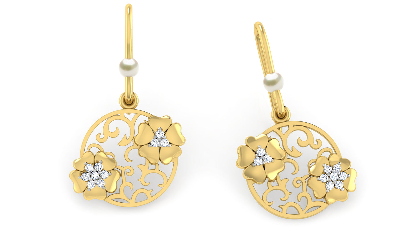 Gold Splash Diamond Earrings