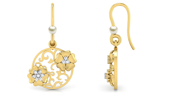 Gold Splash Diamond Earrings